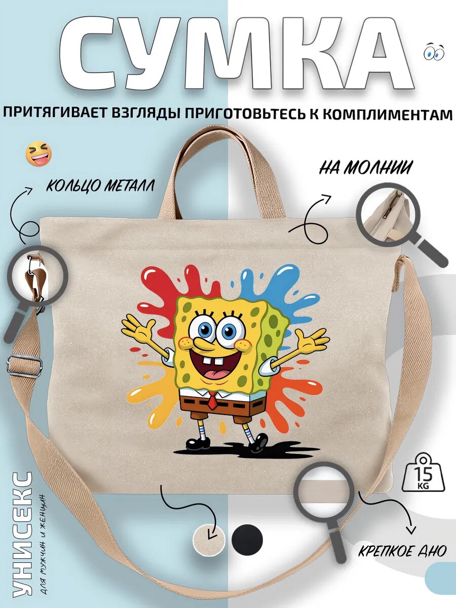 Сумка шоппер  Губка Боб мультфильм герой