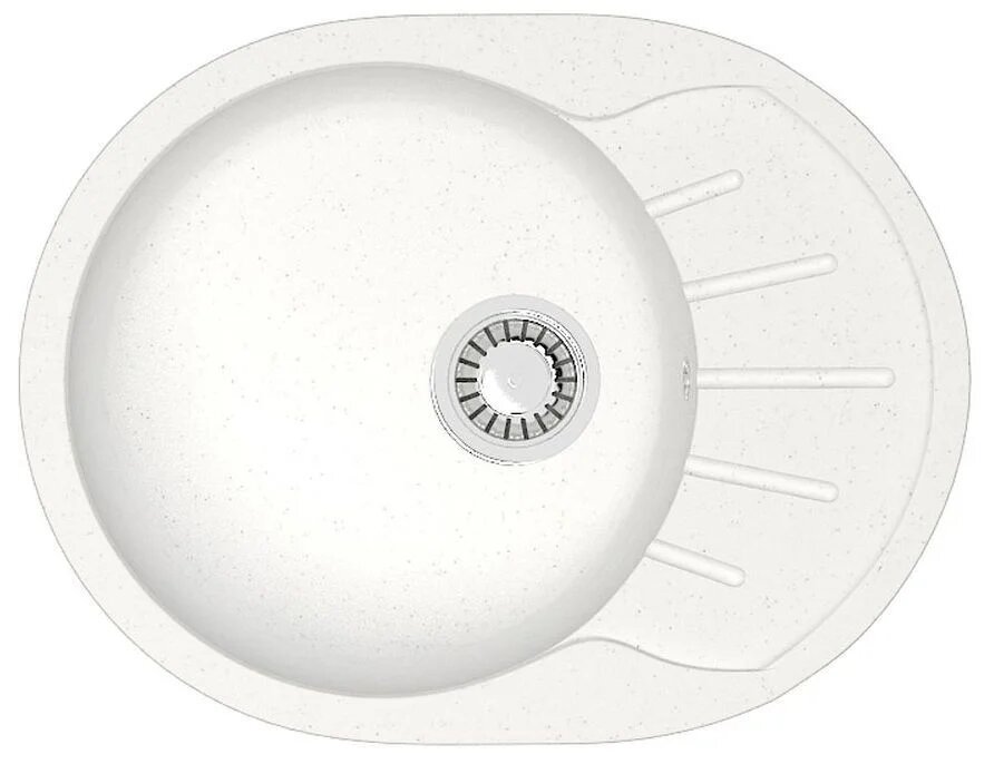 Мойка кухонная AZARIO Light 00087819 мраморная, 57x44, овальная, белая, матовая, мойка для кухни, с крылом, с сифоном