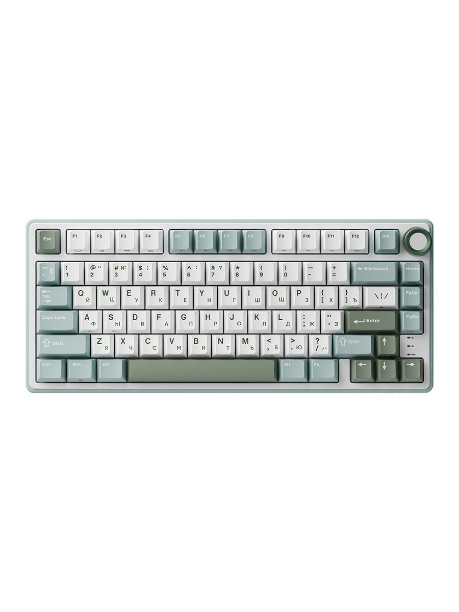 RK Royal Kludge RK R75 RK Silver Проводная механическая игровая клавиатура, русская раскладка, компактная (75%), 81 клавиша, белая, бирюзовая, зеленая