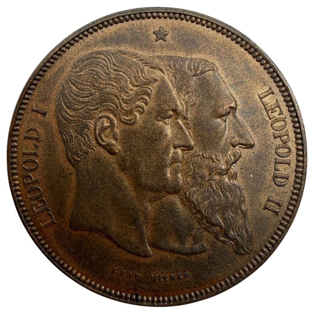 Бельгия 5 франков 1880 г. (50 лет независимости) (Cu) (Лот №3)