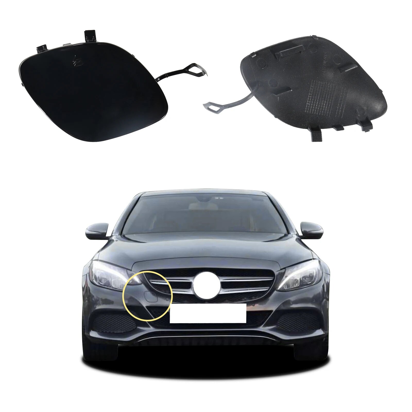 Крышка фаркопа переднего бампера для Mercedes-Benz C-Class W205 C180 C200 C280 C300 Black rightside