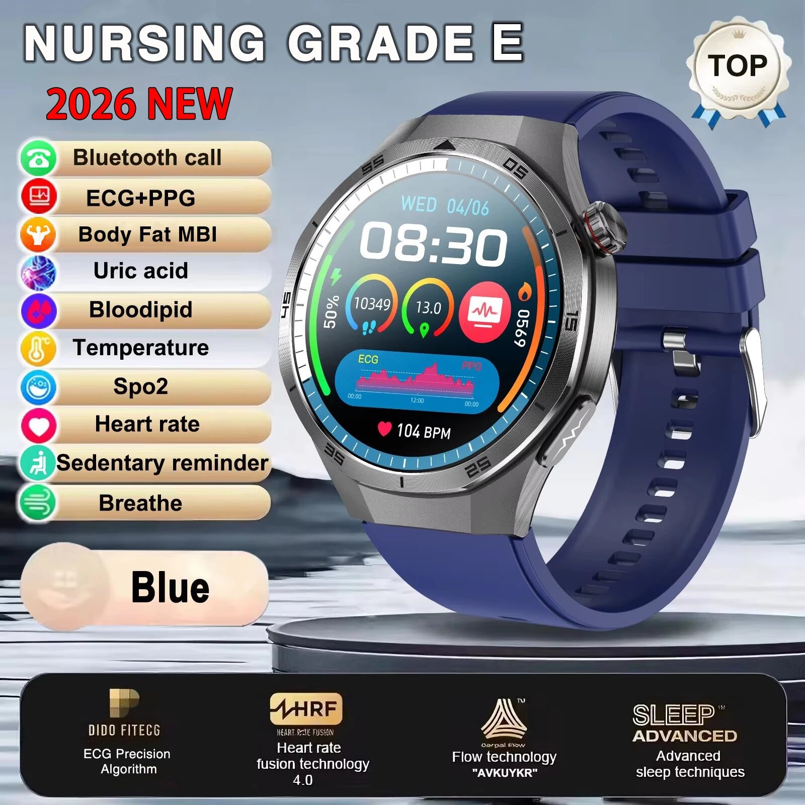 Smart Watch 2026 для медсестер Синий, Blue