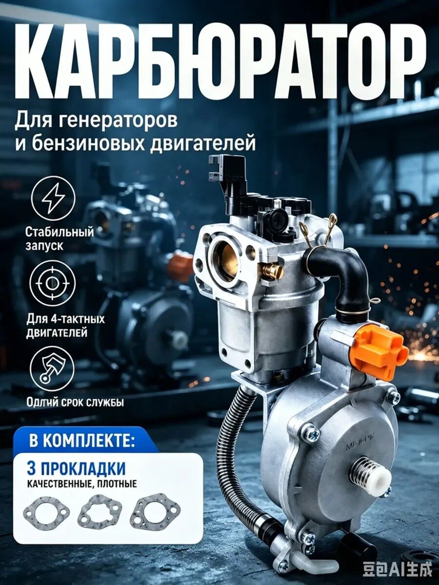 Газовый карбюратор для генератора 3 кВт 168F/170F, 6,57 л. с, для бензина, дизеля, метана и природного газа