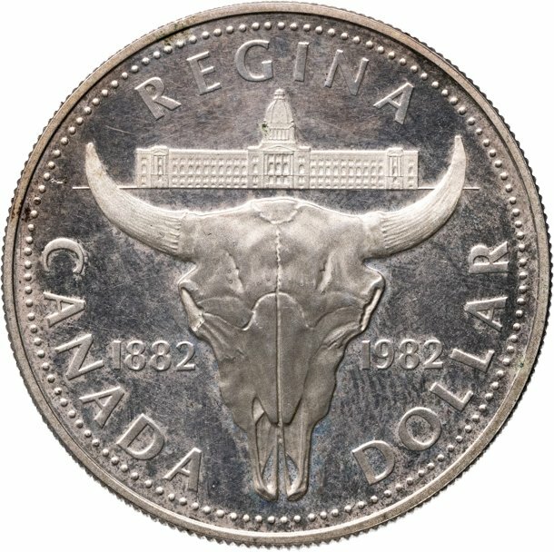 Канада 1 доллар dollar 1982 "100 лет городу Реджайна", Серебро 500, в сохранности Proof
