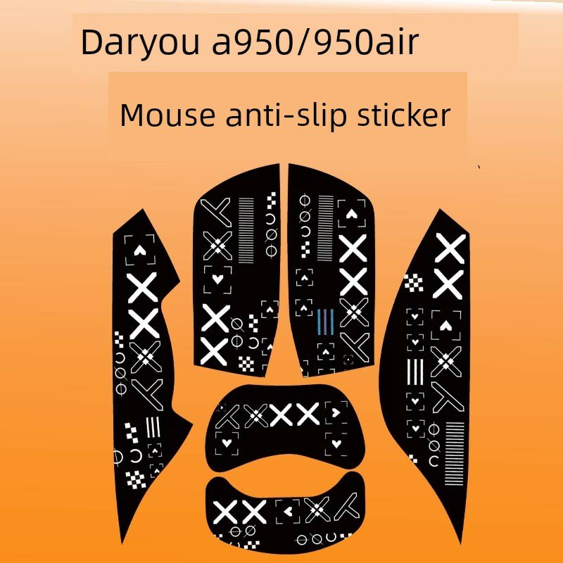 Наклейка для мыши Dareu A950 Air с черным принтом, полное покрытие и устойчивость к поту