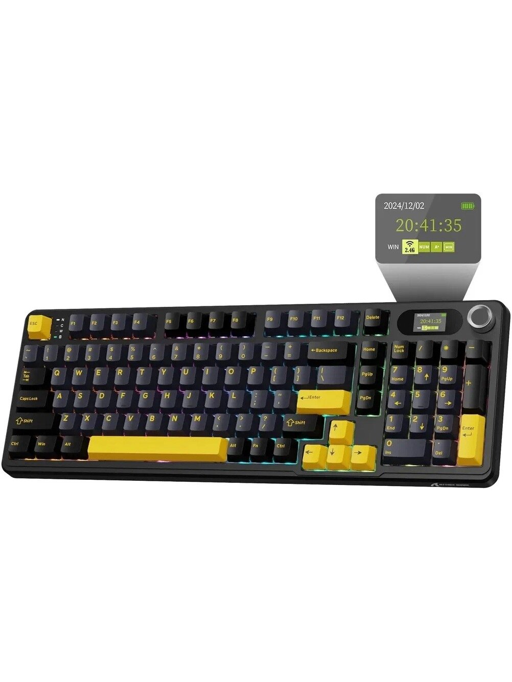 ATTACK SHARK Игровая клавиатура беспроводная X98PRO, (Blueberry), Английская раскладка, черный матовый, светло-желтый