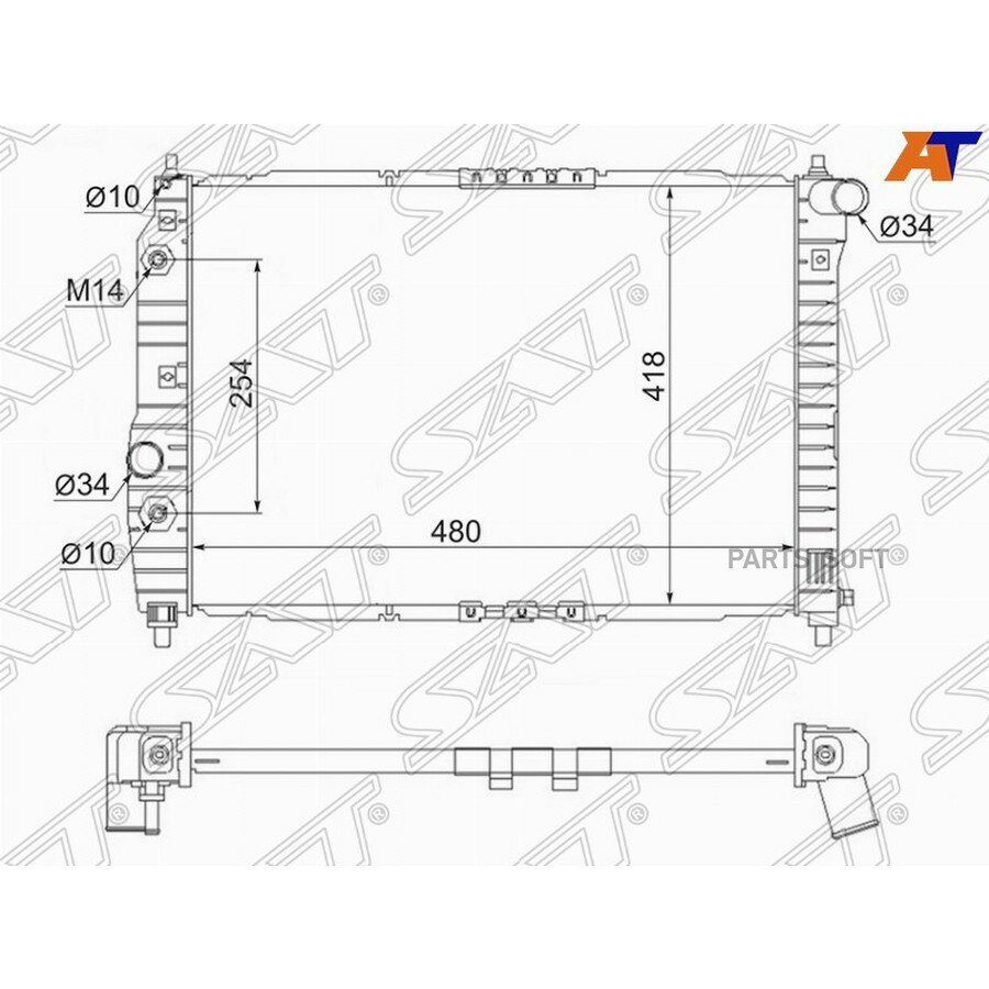 Радиатор Chevrolet Aveo 02-11 / Daewoo Kalos 02-08 от официального дистрибьютора, SAT, артикул DW000712