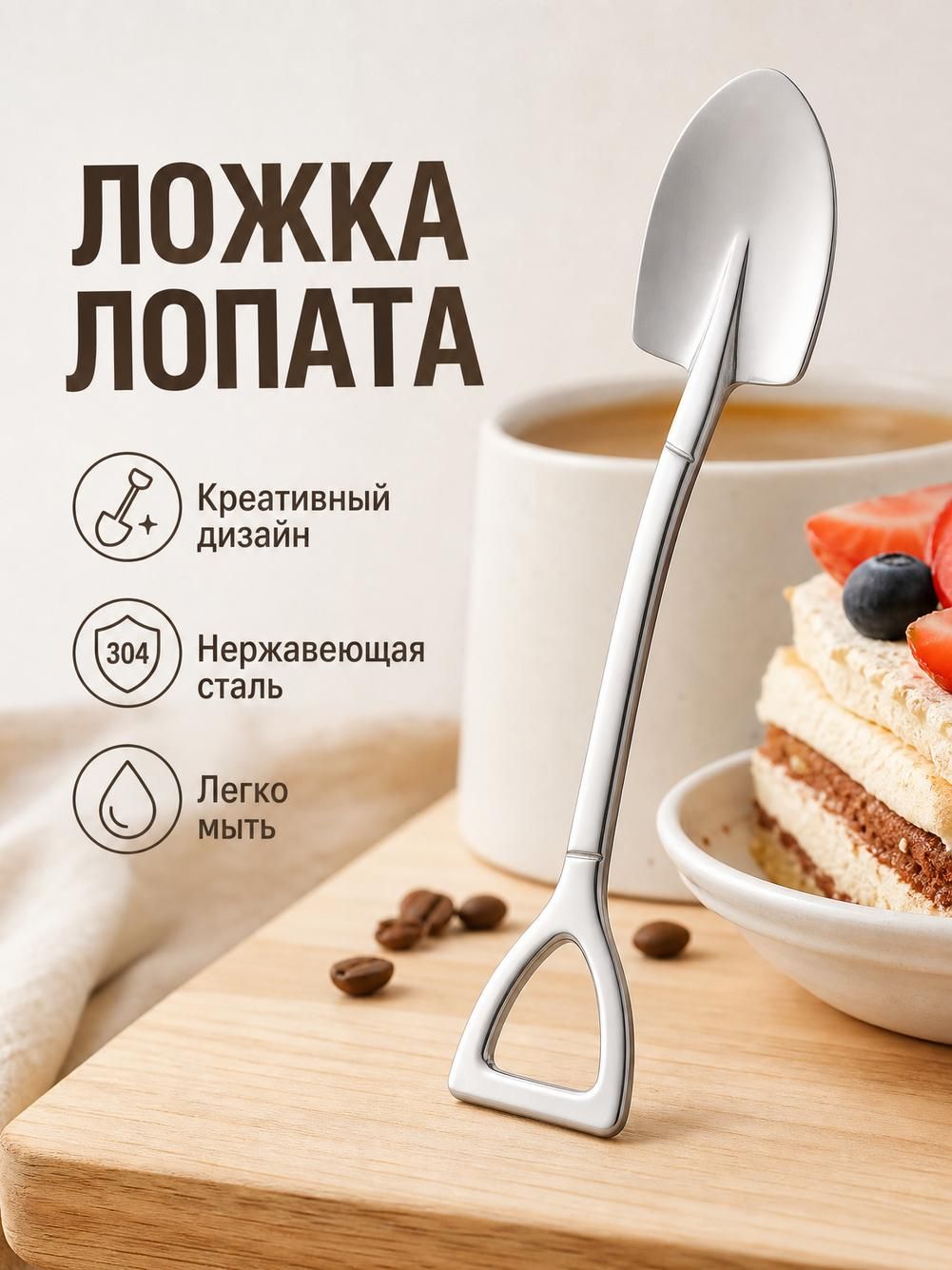 Ложка столовая из нержавеющей стали, для подарка, 1 шт.
