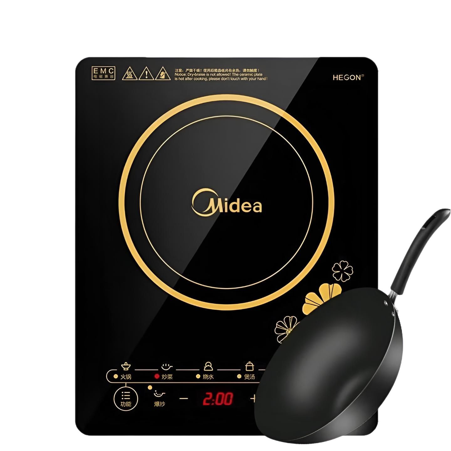 Индукционная плита Midea многофункциональная влагозащищённая RT2140, черная, 2200 Вт