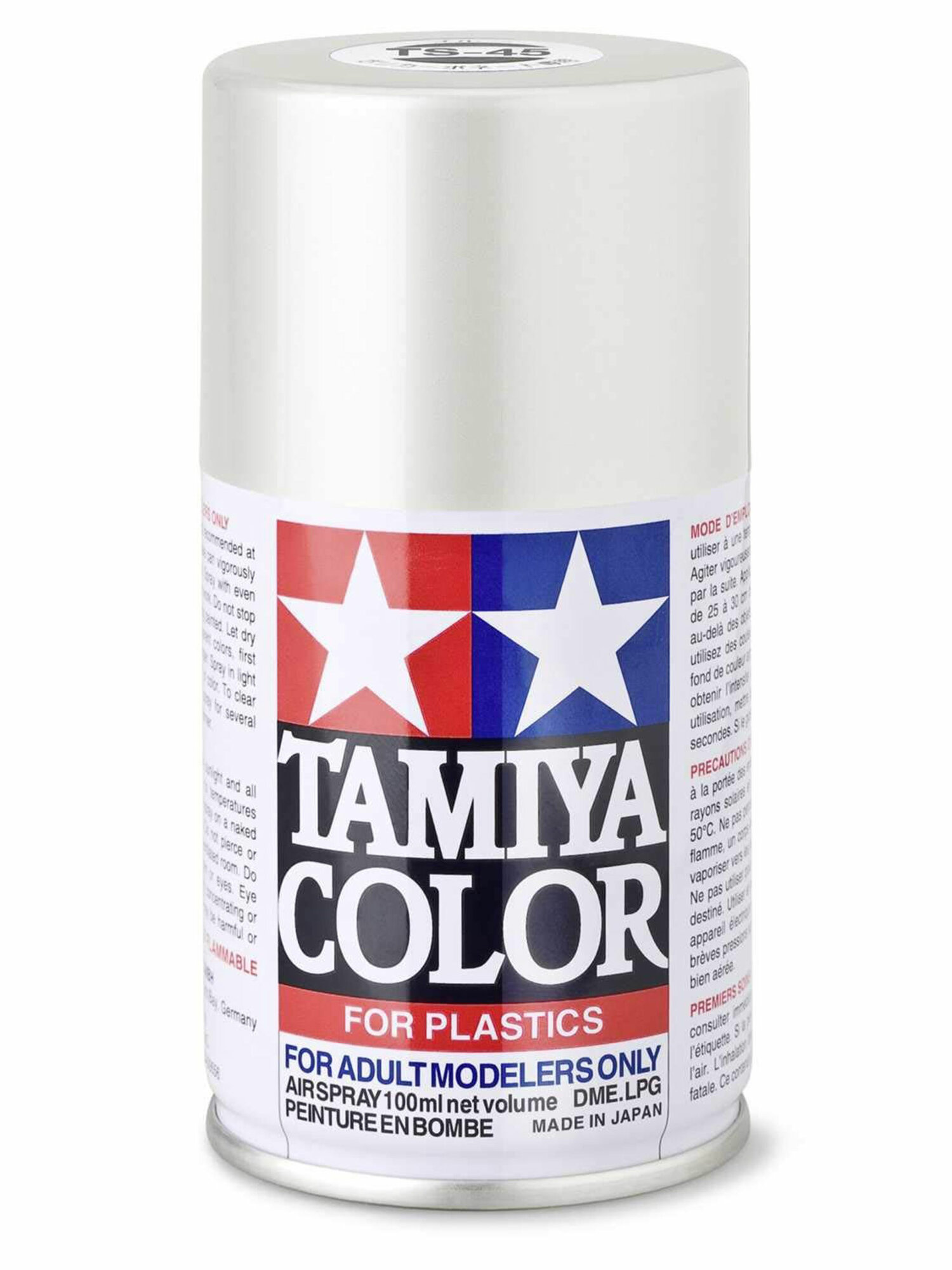Краска лаковая аэрозольная Tamiya Color Lacquer TS-45 Pearl White 85045 глянцевая перламутровая, 100 мл