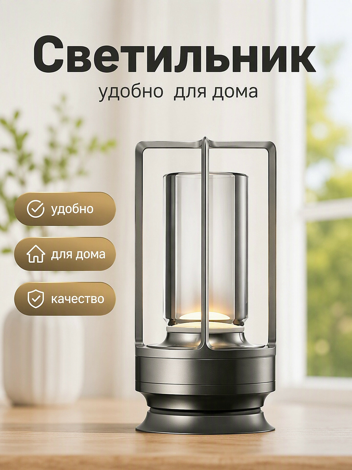 Светильник LED, беспроводной, сенсорное управление, IP40, 3 режима температуры