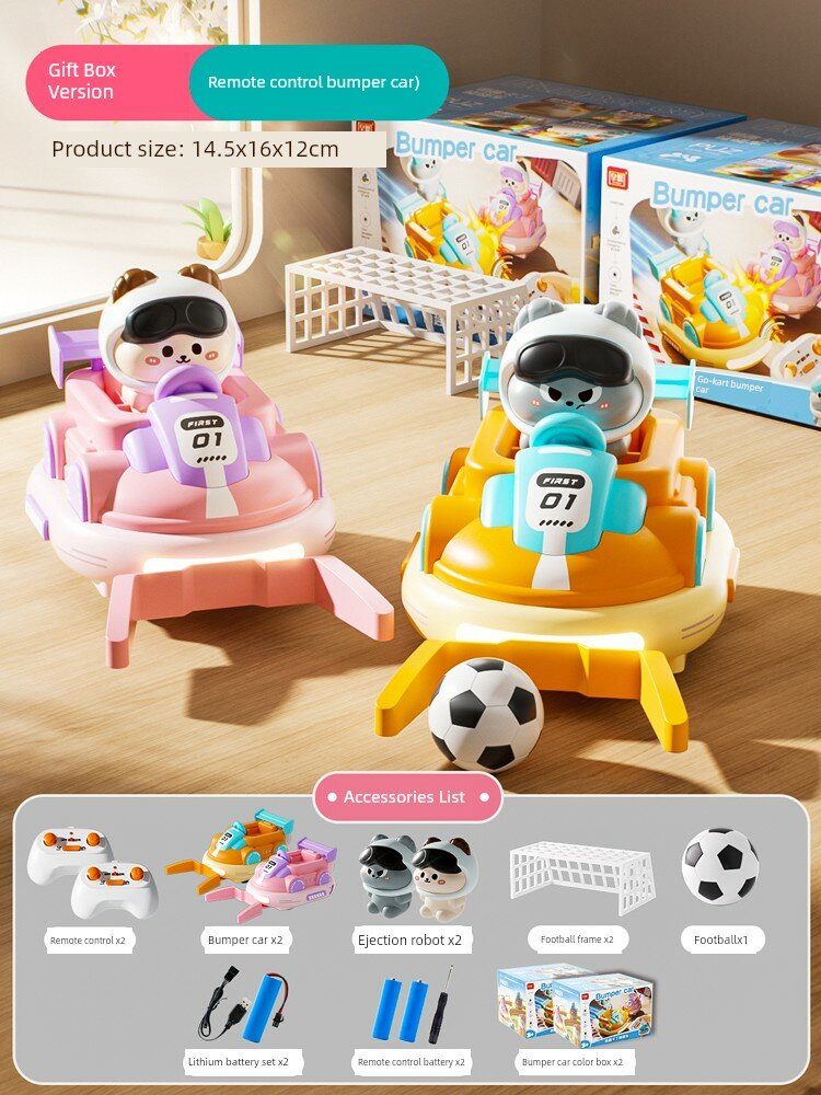 Радиоуправляемая бампер-машина для детей 3-6 лет - Двойная игра в футбол, розовый/оранжевый, зарядка через USB