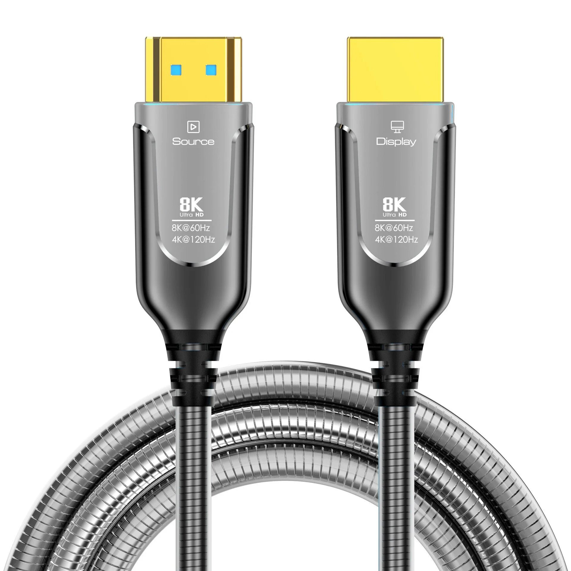 HDMI 2.1 кабель 8K 100M серый, бронированный