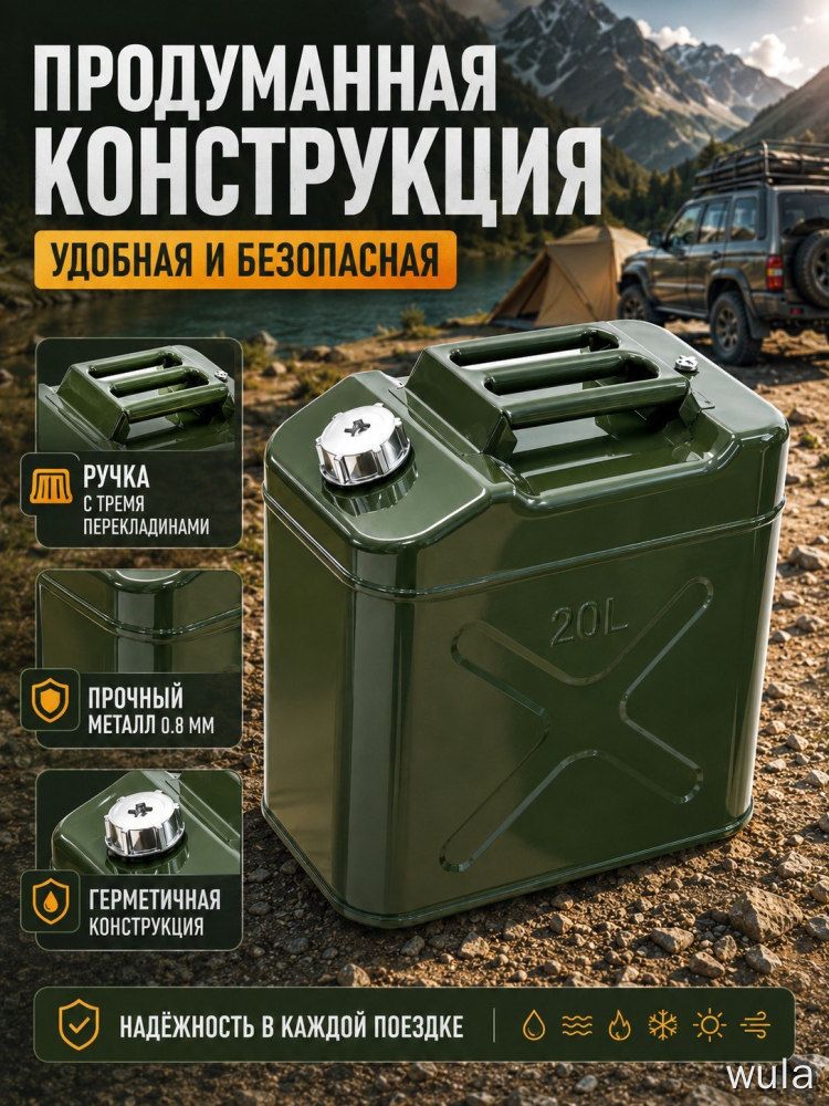 Канистра 20 л для дизеля, зелёная