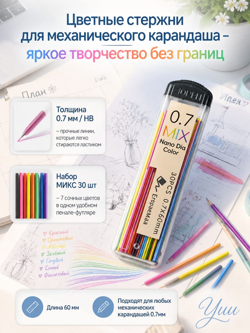 Карандаш, толщина: 0.7 мм, 24 шт.