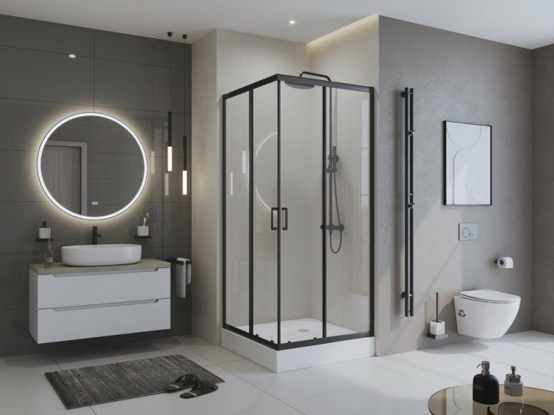 Душевой уголок BelBagno 100cm x 100cm x 195cm / UNO-195-A-2-100-C-NERO