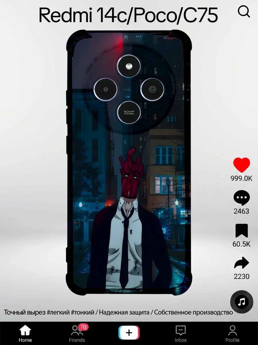 Чехол на Xiaomi Redmi 14C с принтом Аниме