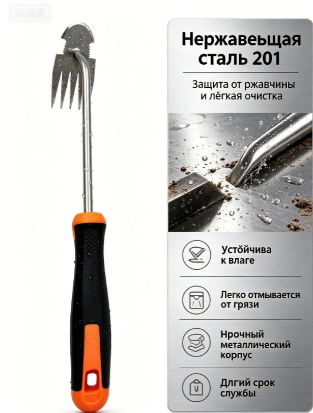 Мотыга 15 см рукоять, 4 см ширина, сталь