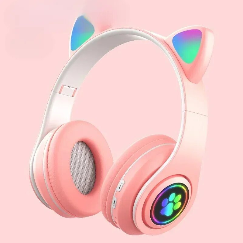 Беспроводные наушники Pink JST-28 с LED подсветкой