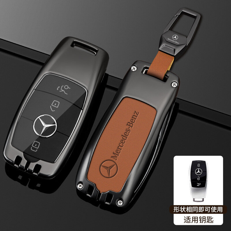 Ключевой чехол Mercedes B Style Cognac с диамантовой пряжкой для моделей C260L/E300L/A200L/GLA200/GLC/GLB оригинального