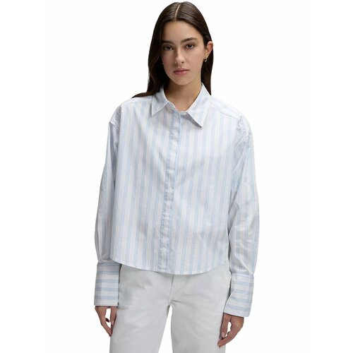 фото Рубашка lee women regular cuffed shirt, размер m, синий/белый