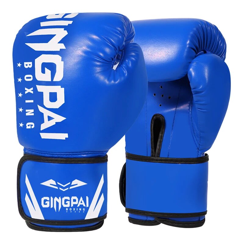 Боксерские перчатки GINGPAI, синие, 10oz
