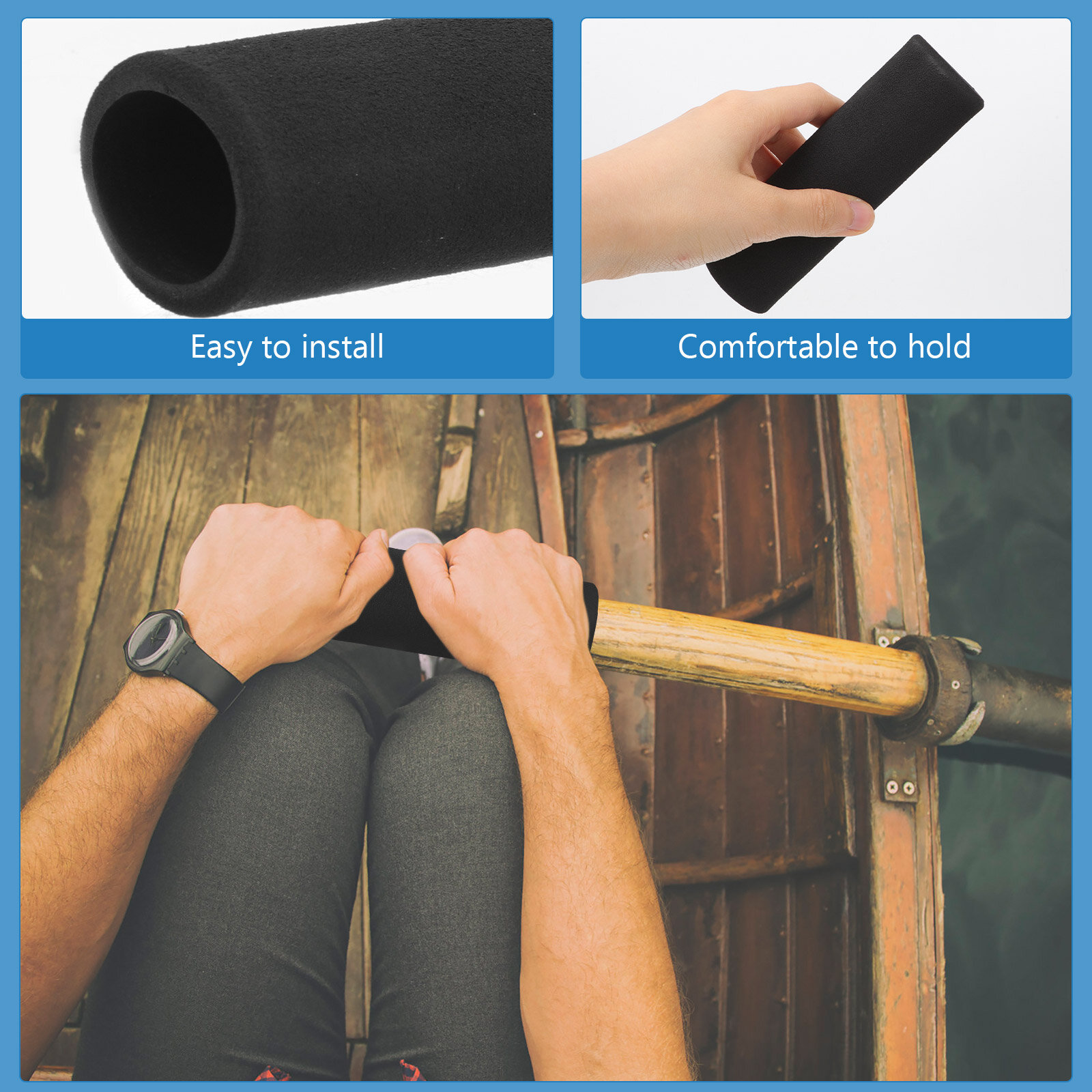 2 Штуки Надёжные Ручки Для Вёсел Kayak Paddle Grips Противоскользящие Обёртки Для Гребли Размер 12 5x4 См Черный