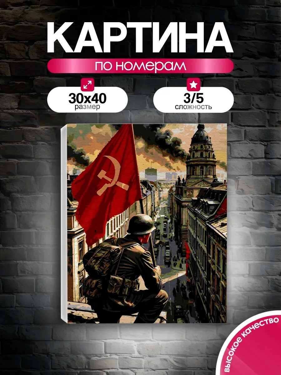 Картина по номерам 30x40 Советский солдат