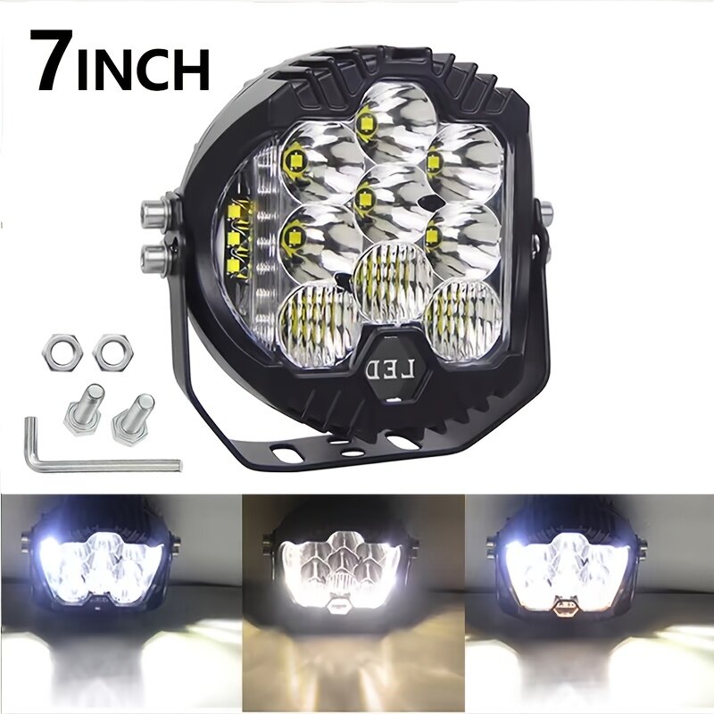 Светодиодная рабочая фара 7 дюймов, белый свет, тип 2, 12V/24V, дополнительная оптика для внедорожников 4x4, 1 шт.