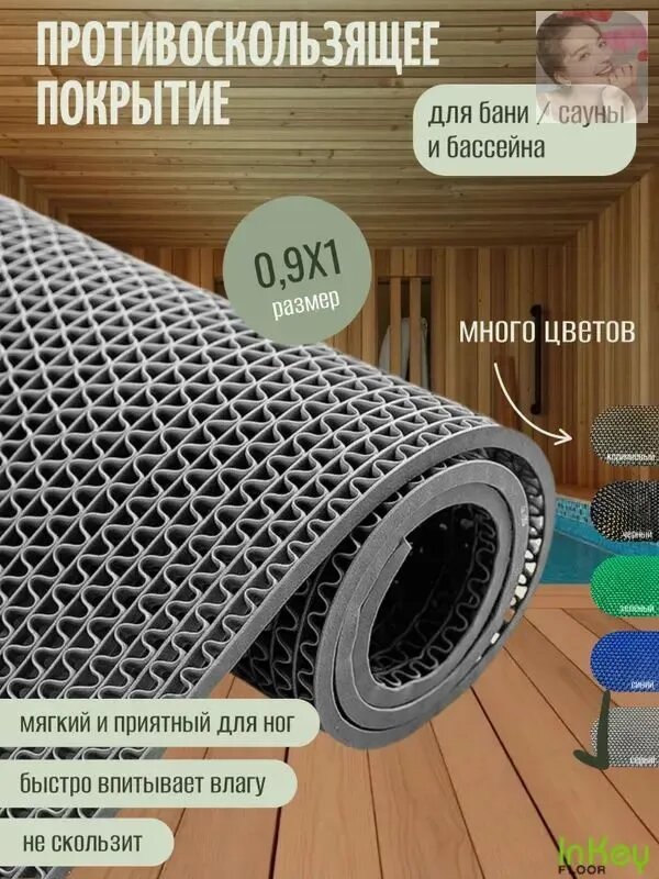 Коврик защитный 90x100 см 5 мм серый