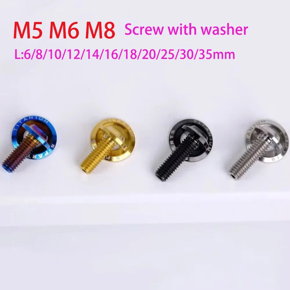 Болт с грибовидной головкой M4/M5/M6/M8 + шайба из Titanium, M6x20mm - M8 Washer, Серебряный