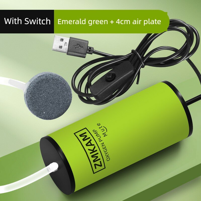 Улучшенный USB-тихий насос с переключателем и большим воздушным потоком для рыбалки, 4 см воздушный диск, зеленый