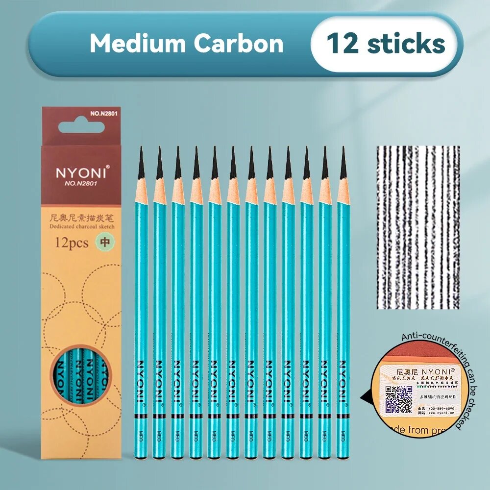 Угольные карандаши NYONI Medium Carbon 12 шт