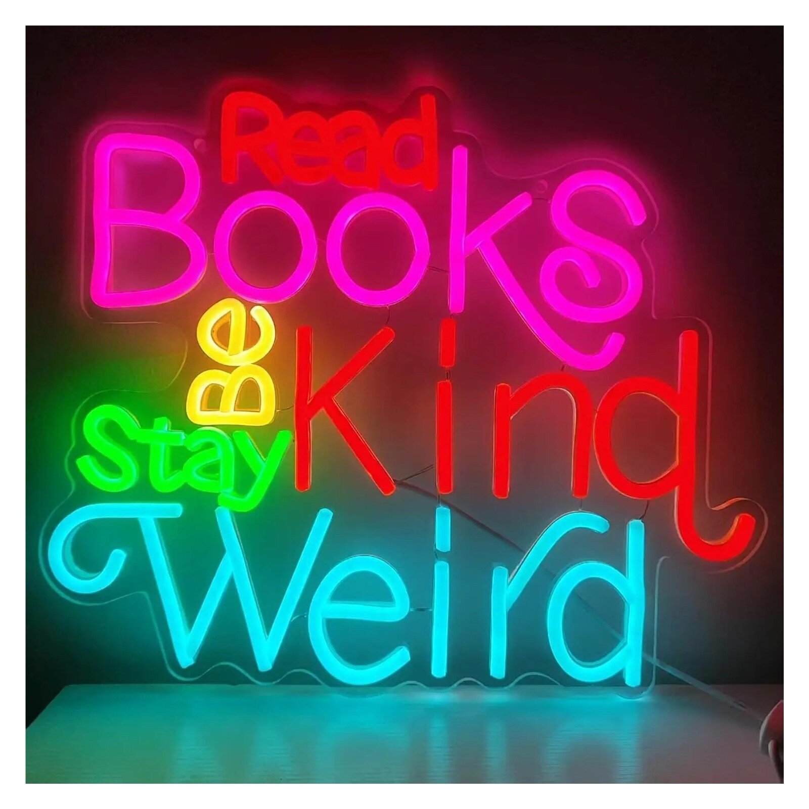 Светодиодная Неоновая Вывеска "Read Books Be Kind Stay Weird" 42x34cm