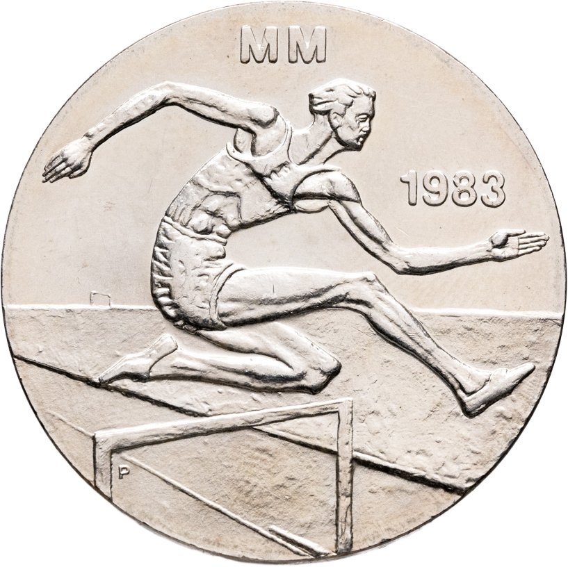 Финляндия 50 марок markkaa 1983 "Первый чемпионат мира по легкой атлетике", Серебро 500, в сохранности UNC