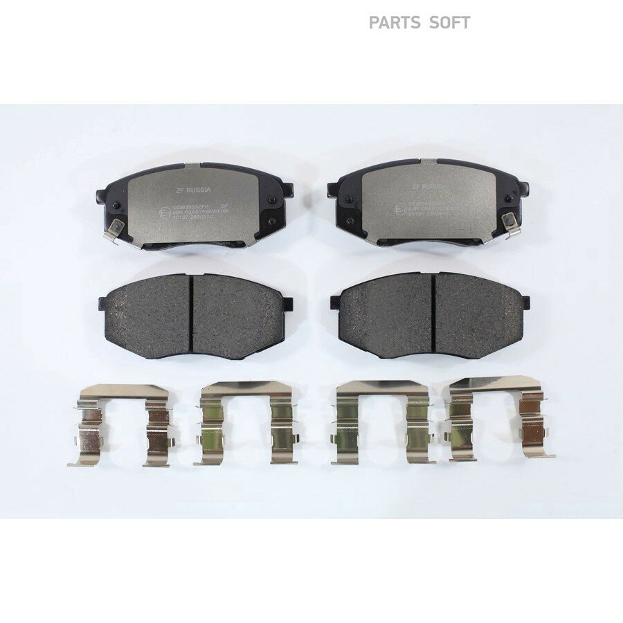 Колодки тормозные Hyundai IX35 10-, I40 10-; Kia Soul 14- Sportage III (SL) 10- 2WD передние \ ZF RUSSIA GDB3553 ZFR ZF RUSSIA GDB3553ZFR | цена за 1 шт