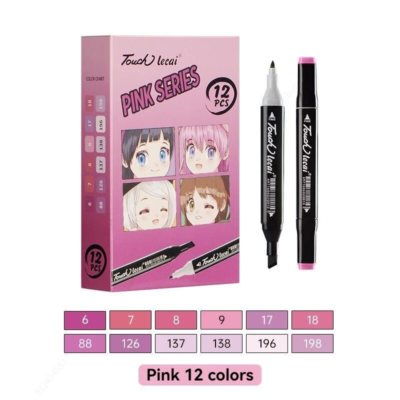 Маркеры спиртовые Touch Meical, 12 цветов, Pink Series
