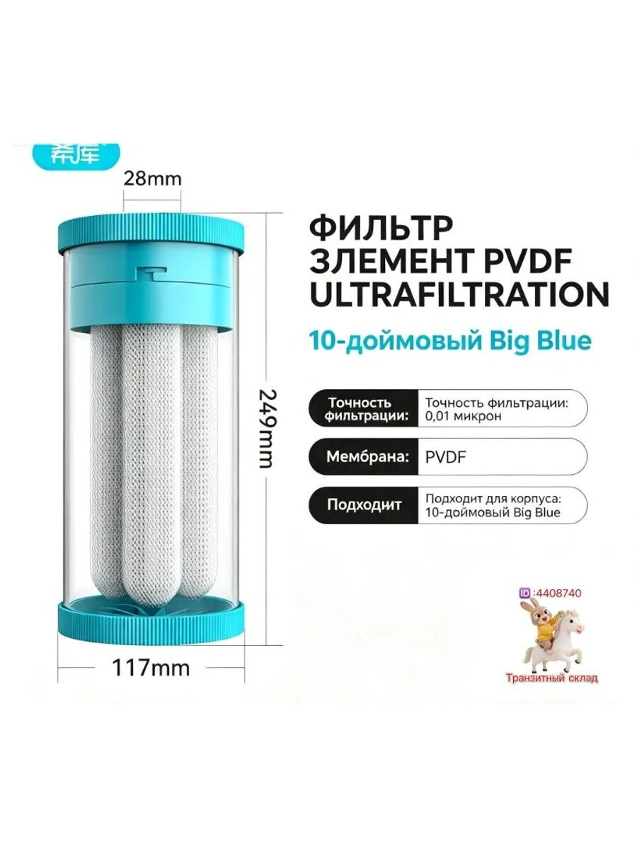 Сменный мембранный картридж для ультрафильтрации PVDF 10BB Big Blue 0,02 мкм