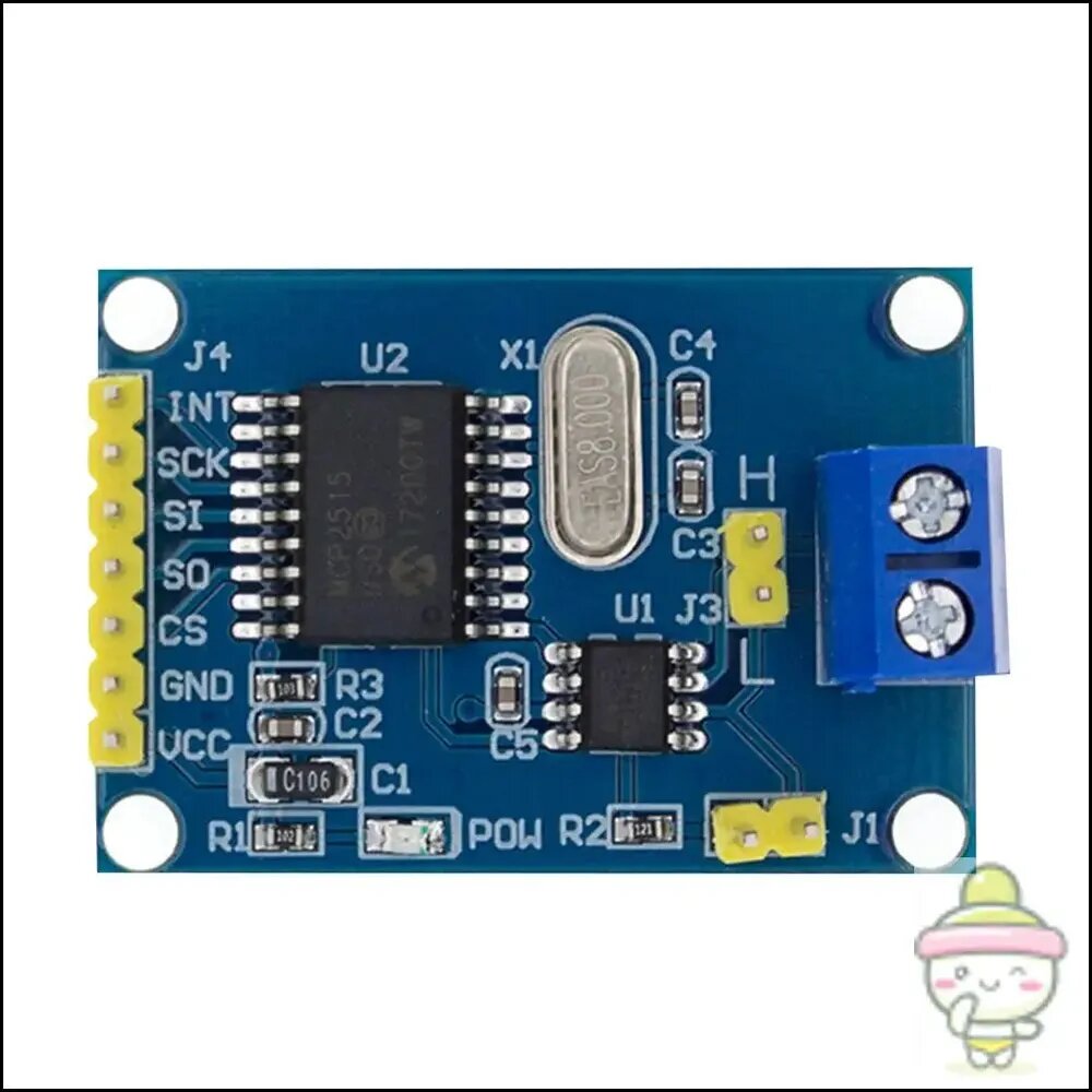 CAN-модуль MCP2515 с приёмником TJA1050 и интерфейсом SPI