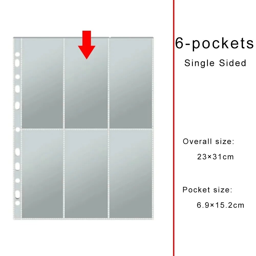 Прозрачные страницы для фотоальбома А4, 11 отверстий, 10 шт. 6-pockets Long