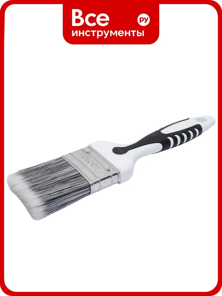 Кисть DECOR Black White PREMIUM универсальная, 50x15мм, серебристая щетина, 2К ручка 860-050 11606862