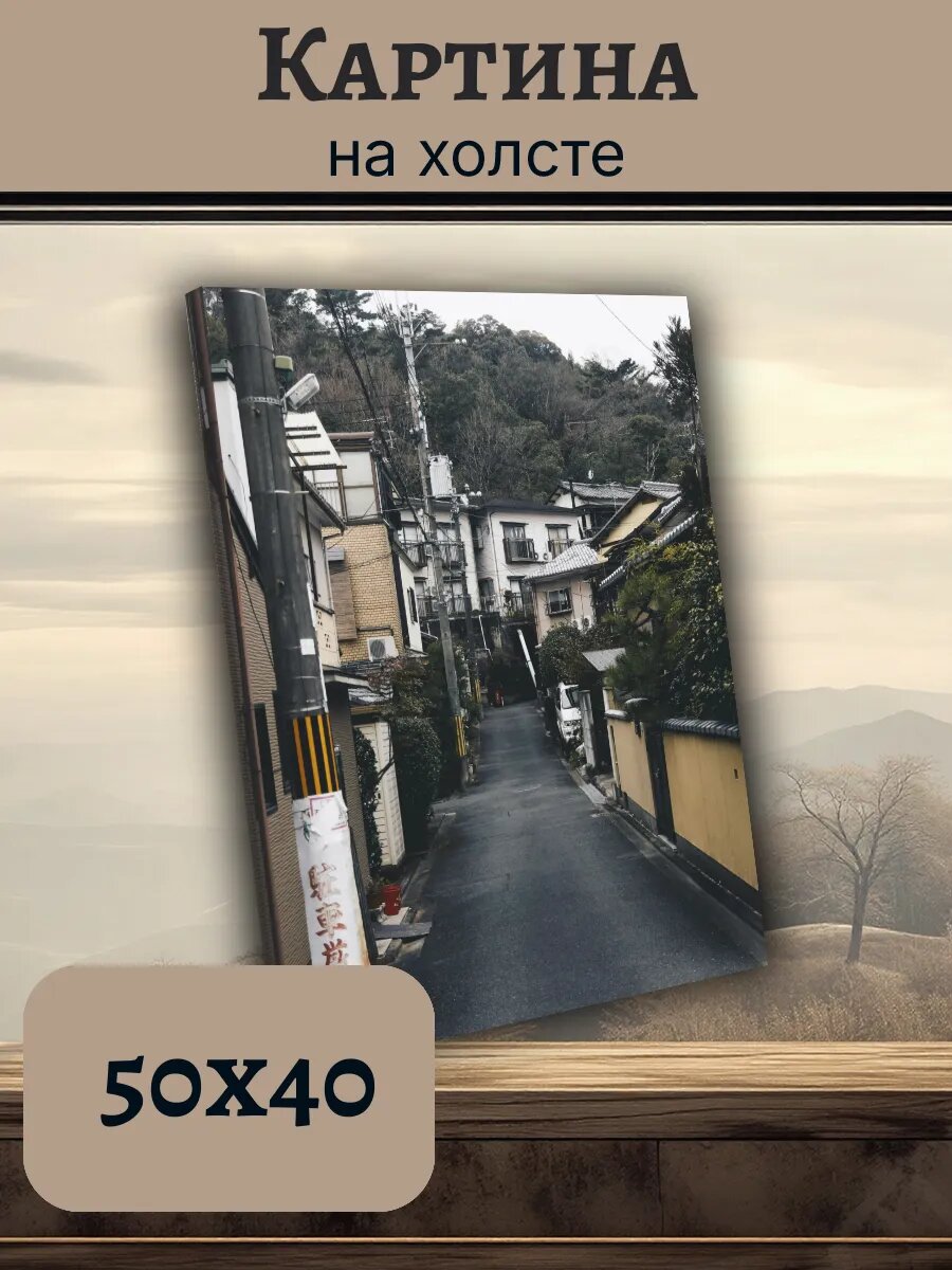Картина Япония Japan 40x50 узкая улица в Токио