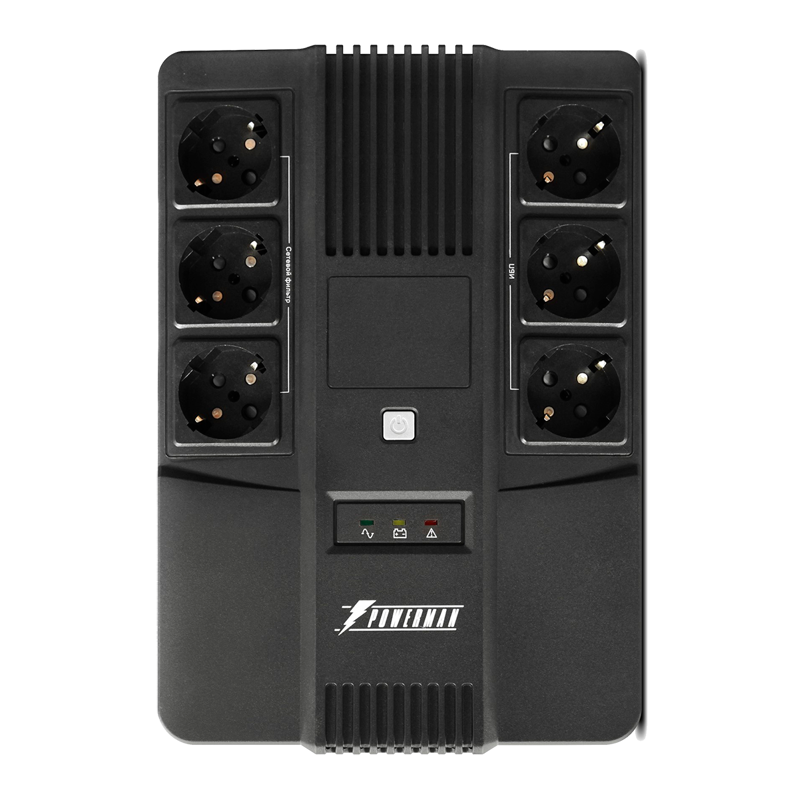 ИБП Powerman Brick 800, 480 Вт, Line-Interactive, 6 розеток, Schuko POWERMANBRICK800