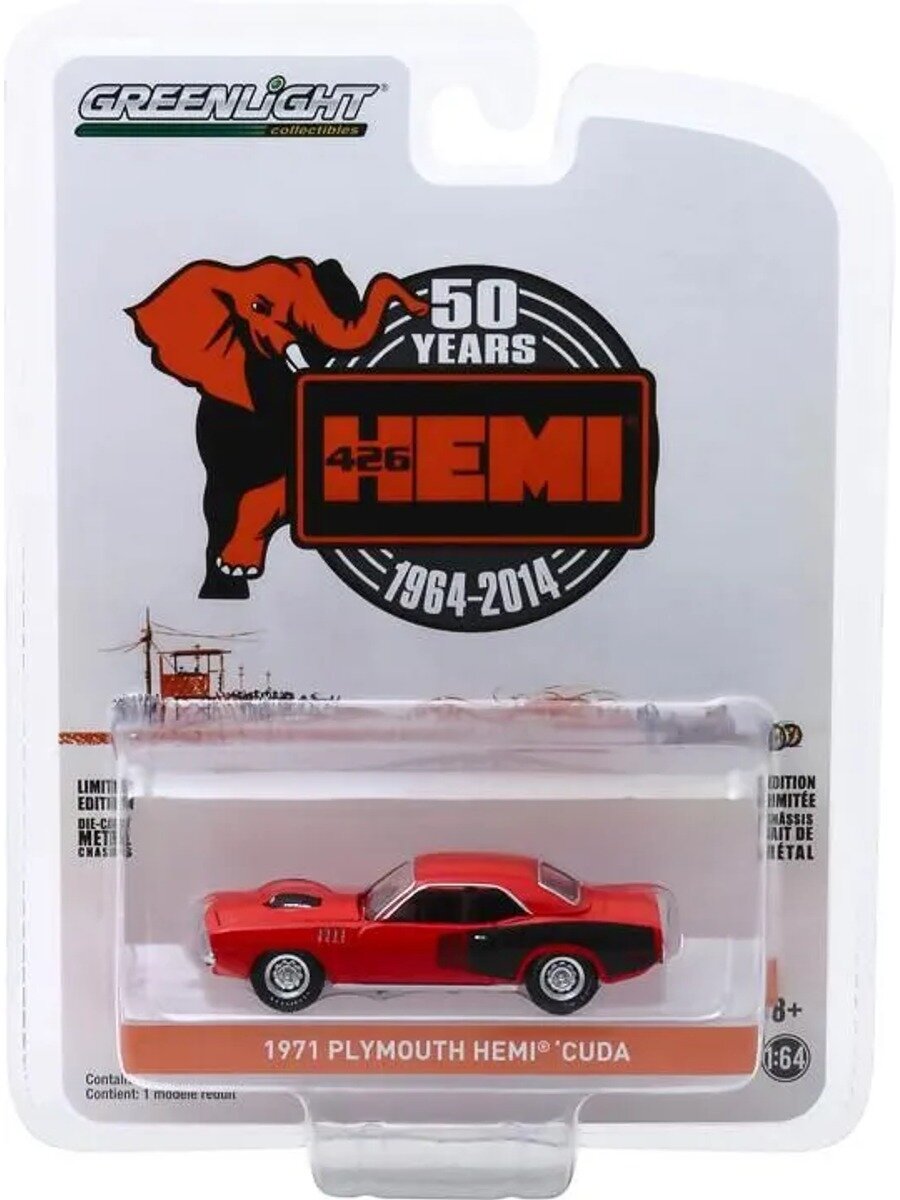 Машинка GreenLight 1/64 1971 Plymouth HEMI 426 Cole Red Die-cast Alloy Car Model Collection Toy Gift