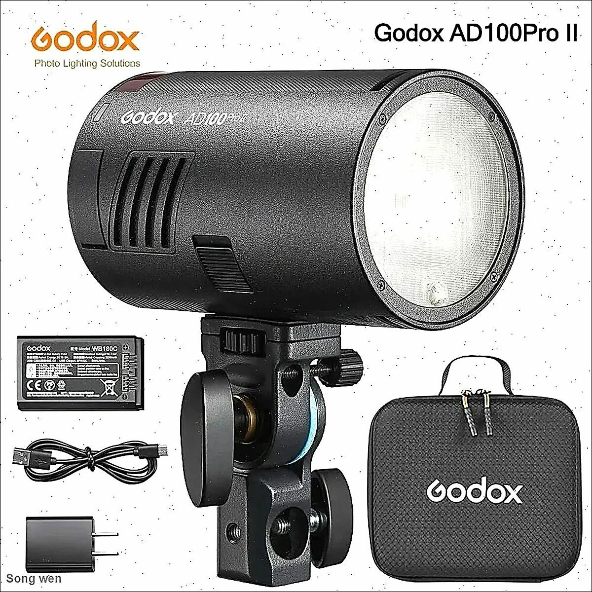 Godox AD100Pro II Карманная вспышка HSS TTL 100 Вт HD с цветным экраном и быстрой синхронизацией 1,5 секунды
