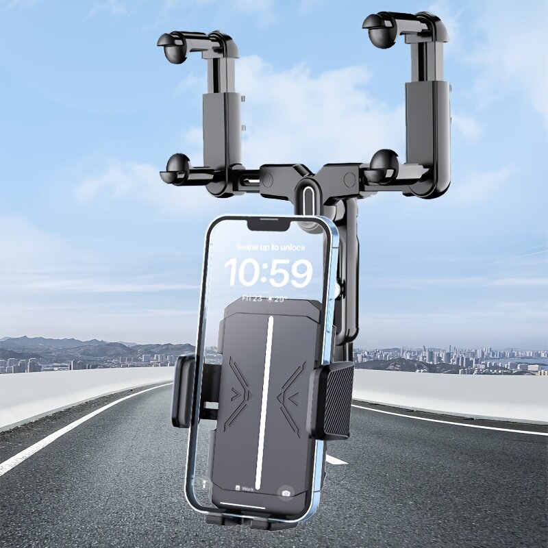 Автомобильный держатель для телефона, черный, выдвижной, поворот на 360°, для смартфонов 4–7,2 дюйма