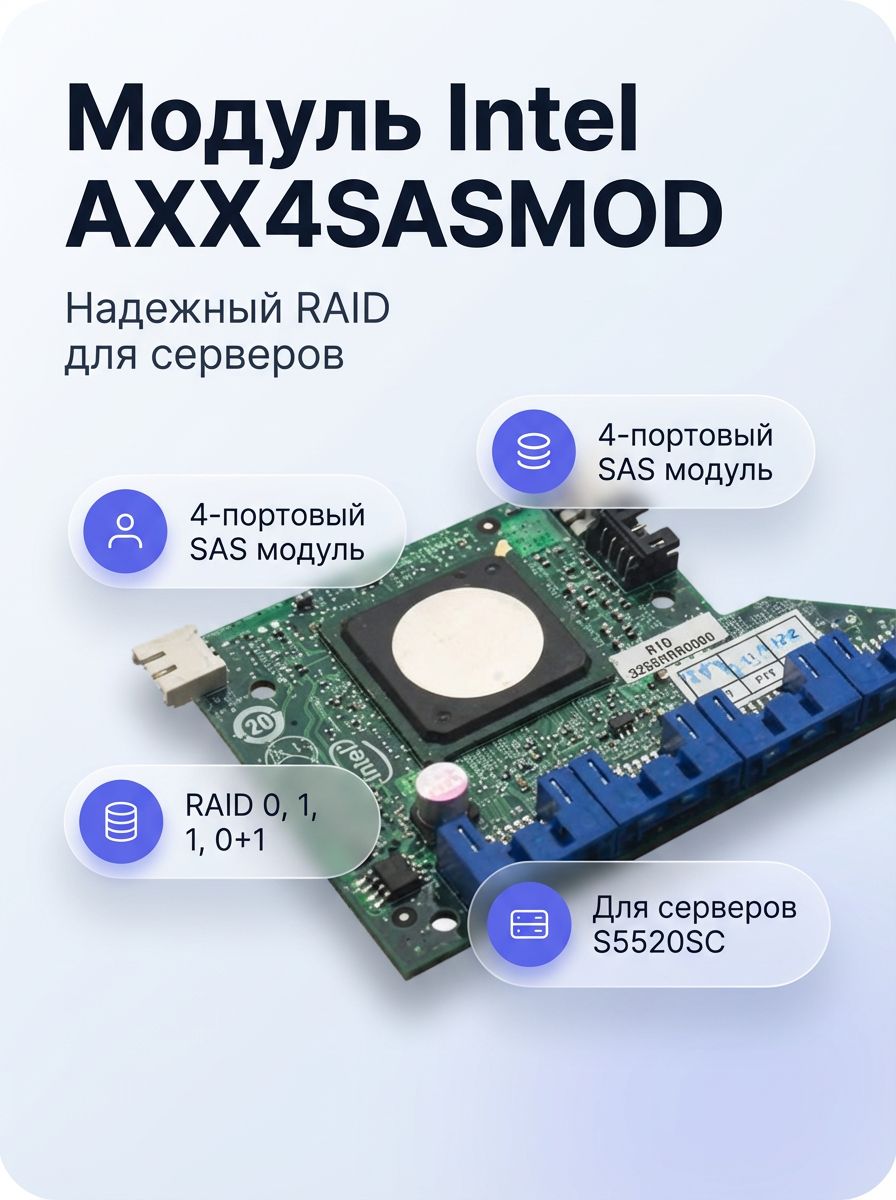 RAID-контроллер Intel AXX4SASMOD, 4 порта SAS/SATA 3 Гбит/с, PCI Express x4, LSI SAS1064E