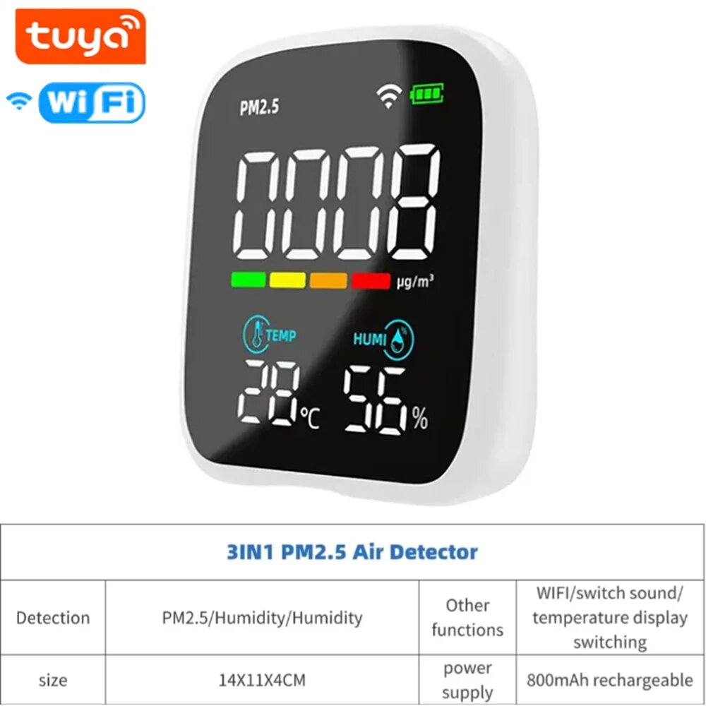 Tuya WIFI 8 в 1 датчик качества воздуха