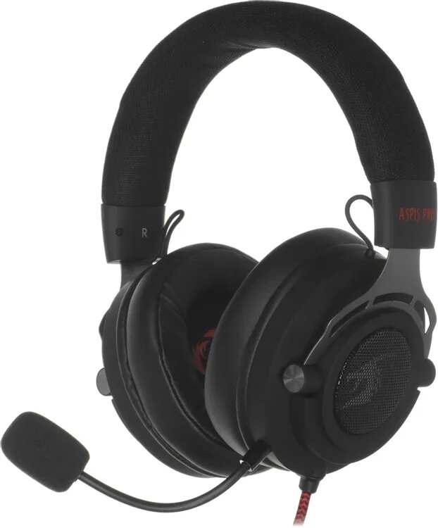 Гарнитура игровая Defender Aspis Pro, для компьютера и игровых консолей, накладные, проводные, черный / красный