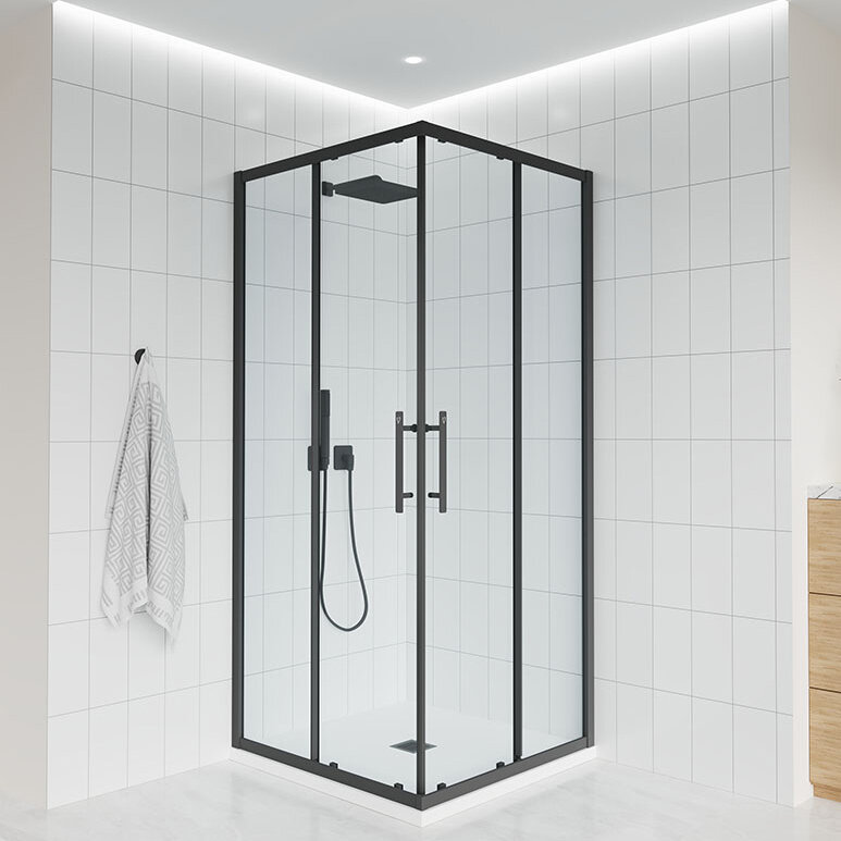 Душевой уголок Veconi Evo 300 B 120х80 см, профиль матовый черный, стекло прозрачное